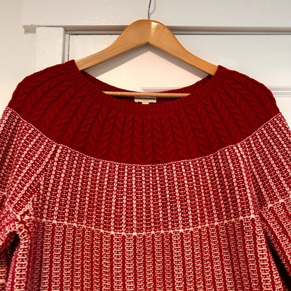 VTG Talbots Chunky Fisherman Cable Knit Crewneck Sweater Womens Large Nordic Ski